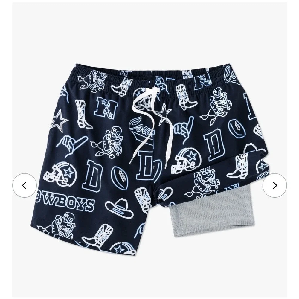 Y Boy's Medium 10-12 Chubbies Dallas Cowboys Swim Trunks Swimsuit  Neon Cowboys